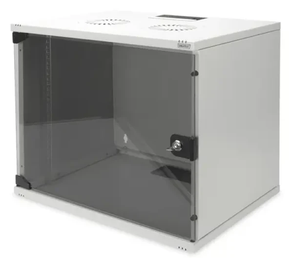 Digitus DN-19 09-US-1 šedá / Nástenná skriňa / 19" / 9U / 460x540x400 mm / sklenené dvere (DN-19 09-U-S-1)