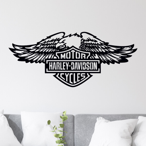 Veselá Stena Samolepka Harley Davidson orol Farba: černá, Veľkosť: 100 x 43 cm
