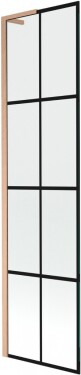 MEXEN/S - Next L vaňová zástena FIX 50 x 150, čierna vzor, meď kartáčovaná 895-050-000-03-77-65