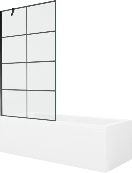MEXEN/S - Cubik obdĺžniková vaňa 160 x 70 cm s panelom + vaňová zástena 100, čierna vzor 550316070X9510007077