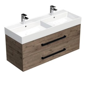 Kúpeľňová skrinka s čiernou úchytkou a umývadlom SAT Cube Way 120x53x46 cm dub Wellington mat CUBE46C1202DWSAT CUBE46C1202DWSAT