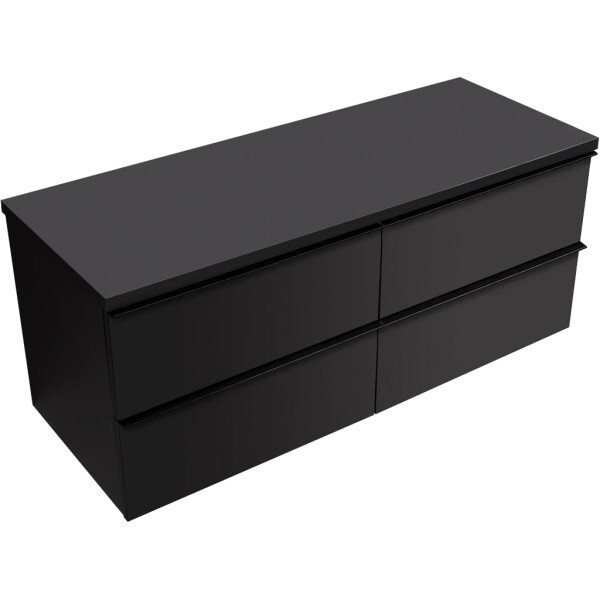 CERANO - Kúpeľňová skrinka Velora - čierna matná, úchytka čierna + doska pod umývadlo Navira Pro - 36 mm - 160x56,6x46,5 CER-668567