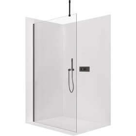 CERANO - Sprchová zástena Walk-in Onyx Top Cube Ľ/P - 8 mm - hranatá vzpera - čierna matná, transparentné sklo - 30x200 CER-DY101B-50-206