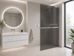 CERANO - Sprchová zástena Walk-in Onyx L-pravá vzpera - 8 mm + polička/držiak na uteráky - chróm, grafitové sklo - 90x200 CER-8050BD1102