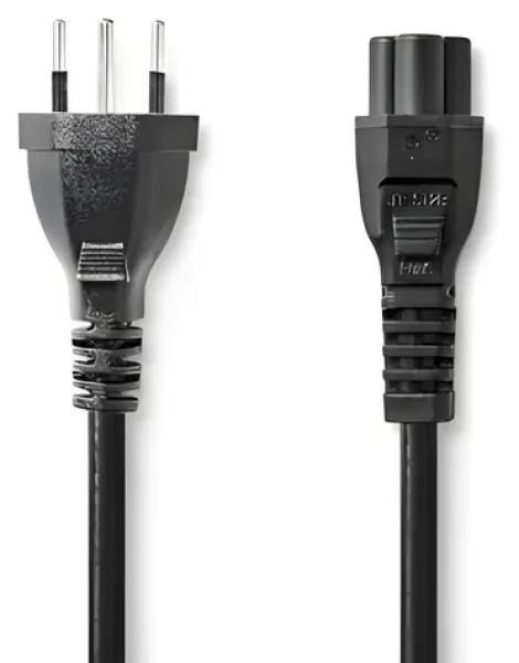 Nedis Napájací kábel CH - IEC-320-C5 čierna / Napájací kábel / 2 m / Švajčiarska zástrčka trojlístok (CEGL11220BK20)