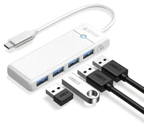 Orico PAPW4A-C3 biela / USB hub / 4X USB-A 3.0 / USB-C konektor / kábel 1,8 m