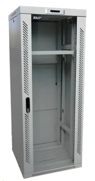 Lexi-net 19" rozvádzač šedý / Stojanový rozvádzač / 27U / 600 x 600 mm / rozoberateľný / sklenené dvere (LS27U-60/60)