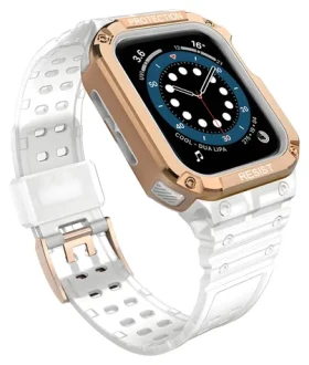 Hurtel Armor Case transparentný, ružovozlatý remienok / Puzdro s remienkom / odolné / pre Apple Watch 38/40/41 mm