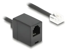 DeLock čierna / Špirálový telefónny kábel / RJ11 - RJ11 / 1 m (90230)