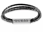 Guess Moderný náramok z pravej čiernej kože Bond Street JUMB03033JWSTBK 23 cm - L