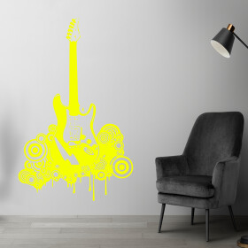 Veselá Stena Samolepka Elektrofonická gitara Farba: žltá, Veľkosť: 100 x 62 cm