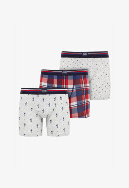 Pánske boxerky 3pack 17301733 M70 plaid-gray-red-tm.modrá - Jockey XL šedá,tm.modrá,červená