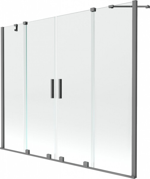 MEXEN/S - Velar Duo dvojkrídlová posuvná vaňová zástena 180 x 150, transparent, grafit metal 896-180-000-02-95