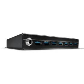 Lindy USB 3.0 Hub 7 portov kov čierna / USB hub / kábel 0,8 m / 0-65 °C (43128)