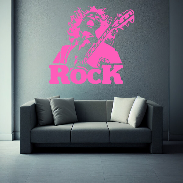 Veselá Stena Samolepka Angus Young AC/DC Farba: ružová, Veľkosť: 80 x 74 cm