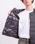 Taion Crew Neck Zip Down Vest D.CHARCOAL M