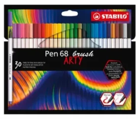 STABILO® Pen 68 brush - ARTY - 30 ks súprava - 30 rôznych farieb (568/30-21-20)