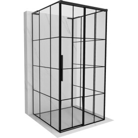 MEXEN/S - Rox-3S L sprchový kút 3 stenný, posuvný pravá 100 x 100, čierna kratka, čierna 8C2L-100-100-70-77-3S-P