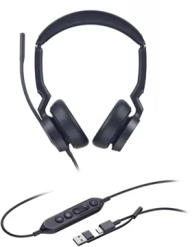 Yealink UH46 Dual (MS Teams) čierna / Stereo náhlavná súprava / mikrofón / USB-C USB-A / kábel 2,15 m (1308182)