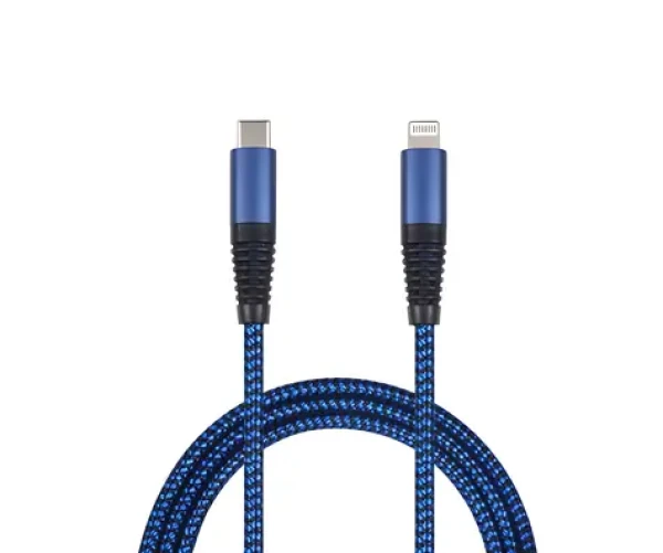 2GO 797196 modrá / Dátový a nabíjací kábel / Lightning - USB-C / 1 m / nylon (797196)