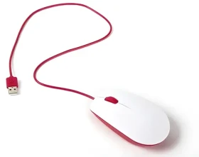 Raspberry Pi Mouse biela, červená / Myš / optická / USB / 3 tlačidlá (RB-MAUS01W)