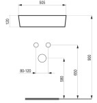 HOPA - Umývadlo na dosku PIEGO - Rozmer A - 50,5 cm, Rozmer B - 38,5 cm, Rozmer C - 12 cm OLKLT2202