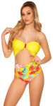 Sexy Swimsuit with Cut Out Flamingo Print GELB 38