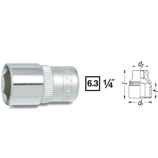Hazet 850 850-5 vonkajší šesťhran zásuvka 5 mm 1/4 (6,3 mm); 850-5