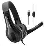 Canyon CNS-CHSU1B / ľahký PC headset / USB-A / kožené náušníky / čierna (CNS-CHSU1B)