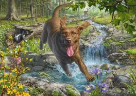 Schmidt Puzzle Psie láska: Jarná prechádzka s labradorom