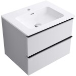 CERANO - Kúpeľňová skrinka Velora - biela matná, úchytka čierna + keramické umývadlo Novo - biela lesklá - 71x54,5x46,5 CER-979875