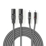 Nedis Vyvážený Audio kábel 2x XLR 3pinový (M) - 2x RCA (M) 1.50 m tmavo šedá (COTH15210GY15)