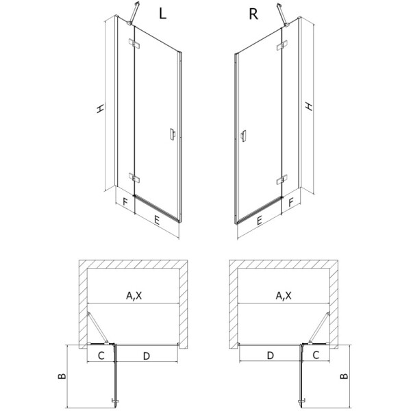 MEXEN/S - Mist-H sprchové dvere krídlové ľavé 115, transparent, meď kartáčovaná 8A5-115-000-65-00-L
