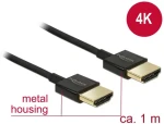 Delock Kábel HDMI s Ethernetom - HDMI-A samec gt; HDMI-A samec 3D 4K 1 m čierna / Slim Premium (84771-D)