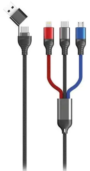 2GO 797361 / Nabíjací kábel 3v1 / USB-A, USB-C / Micro-USB, USB-C, Lightning / 1,2 m (797361)