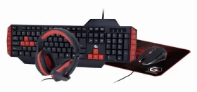Gembird GGS-UMG4-02 čierna / klávesnica + myš + podložka + slúchadlá / US layout / USB-A / 1000 DPI (GGS-UMG4-02)