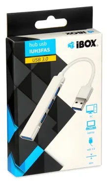 Ibox USB Hub biela / USB rozbočovač / 1x USB 3.0 / 3x USB 2.0 (IUH3FAS)