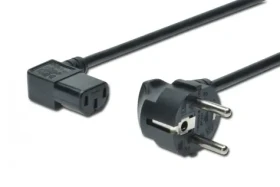Digitus Napájací kábel Schuko 90° - IEC C13 90° 1,8m čierna / Napájací kábel / H05VV-F3G / 10A 250V (AK-440102-018-S)