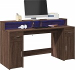 VidaXL Biurko z podświetleniem LED, Hnedý dub, 160x55x91 cm
