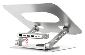Unitek D1109B01 / Stojan na notebook / Hliníkový / Odnímateľný USB-C hub / HDMI 4K/30Hz / PD 100W / LAN (D1109B01)