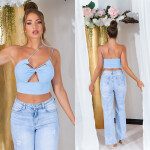 Sexy Koucla Croptop with Cutouts and Multiway Strap Einheitsgroesse