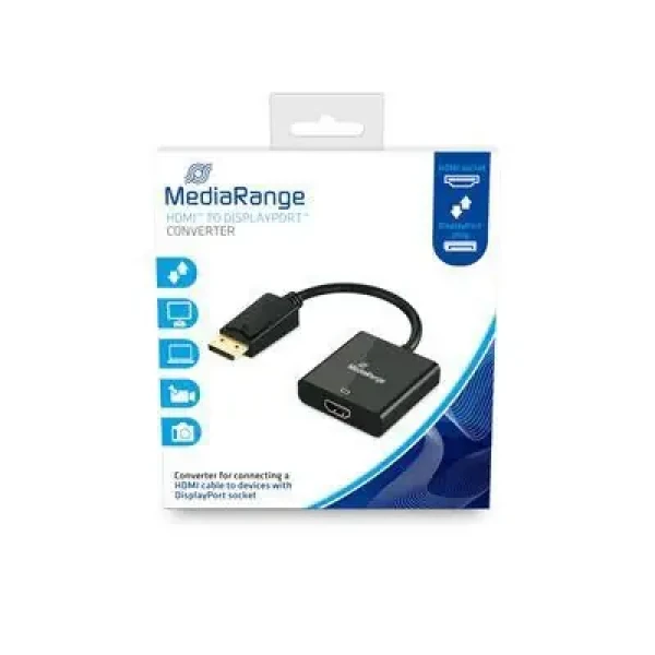 MediaRange Adaptér HDMI na DisplayPort čierna / 15 cm / 10 Gbit / s / pozlátené kontakty (MRCS175)