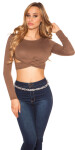 Sexy KouCla Crop Top long sleeve with cutouts Einheitsgroesse