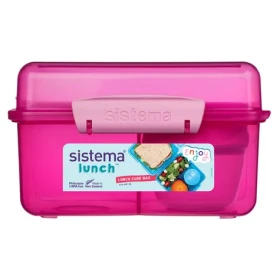 Sistema Lunch Trojkomorová krabička s nádobou na jogurt s dvojitým viečkom 2 l ružová (8592001419568)