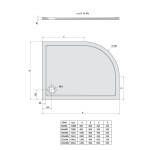 POLYSAN - RENA R sprchová vanička z liateho mramoru, štvrťkruh 100x80cm, R550, pravá, bi 76511