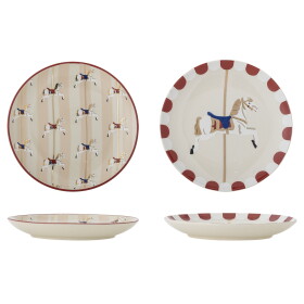 Bloomingville Keramický dezertný tanier Merry-go-round Koníky