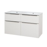 Mereo Mailo, kúpeľňová skrinka s keramickým umývadlom 121 cm, biela, elox AL madlo CN513A