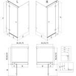 MEXEN/S - Lunar T sprchovací kút dvere krídlové ľavá 80 x 80, transparent, meď kartáčovaná 834T-080-080-65-00-L