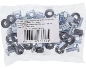 InLine Montážna sada M6 20 ks / Montážna sada do racku / klietkové matice a skrutky / 16 mm / kov, plast (01950A)