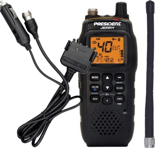 President Ręczne radio CB Jerry. Adaptor, akumulátor, antena